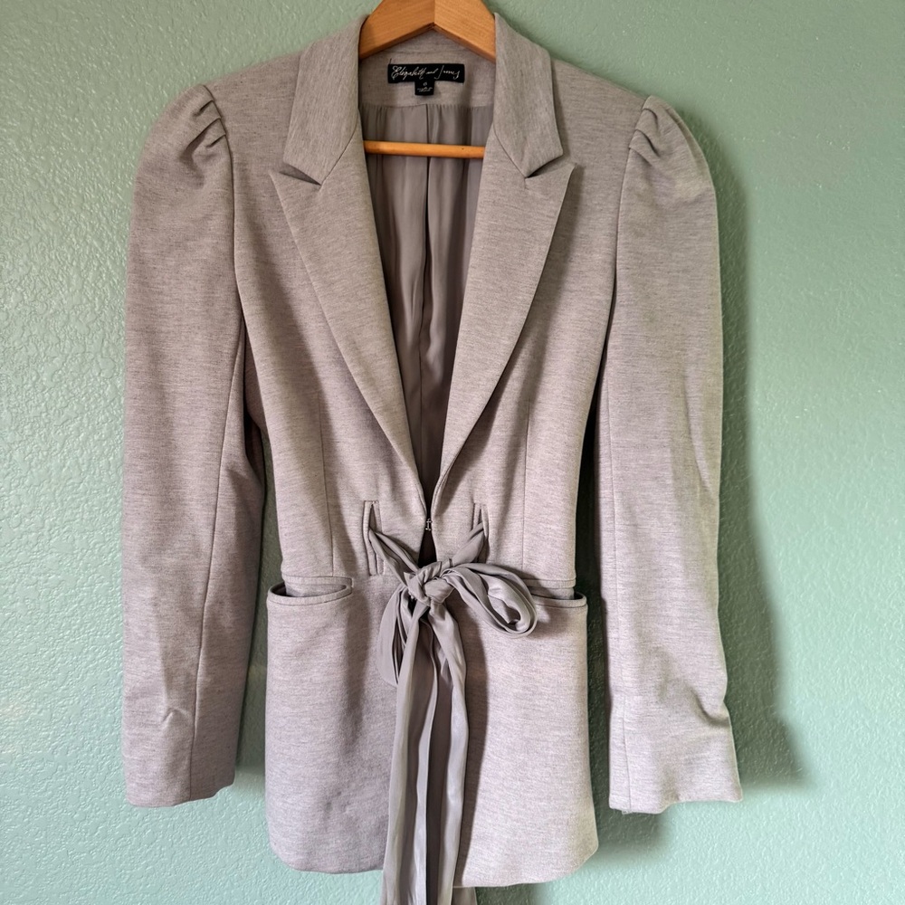 Elizabeth & James Gray Women's Blazer with Tie Belt
